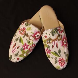Scully & Scully Floral Slippers Hand Made in Italy NEW Size Large/8-9.5